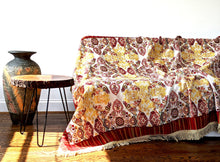 Load image into Gallery viewer, Tache Elegant Burgundy Ornate Paisley Woven Tapestry Tablecloth (18194)