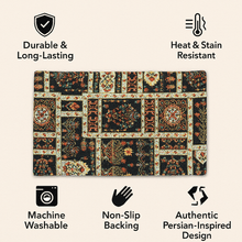 Load image into Gallery viewer, DaDalogy Bedding Set of 4-Pieces Dark Noir Mughal Floral Botanical Vintage Fleur Tapestry Placemats 13” x 19” (18197)