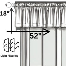 Load image into Gallery viewer, DaDa Bedding Denim Blue Elegance Striped Floral Window Curtain Valance - 18" x 52" (JHW-660)