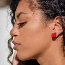 Load image into Gallery viewer, Aqua Blue Midi Cube Stud Earrings