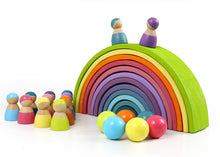 Load image into Gallery viewer, 12 Pcs Large Wooden Rainbow Stacking Blocks in Pastel/Macaron Colors