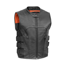 Load image into Gallery viewer, Men's Black Leather SWAT Style Motorcycle Vest