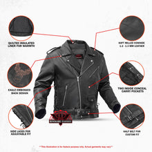 Load image into Gallery viewer, Freedom Rider Black Men's Leather Jacket – Eagle Embossed