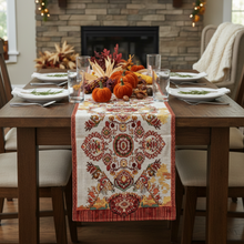 Load image into Gallery viewer, Tache Elegant Burgundy Ornate Paisley Woven Tapestry Table Runner (18194)