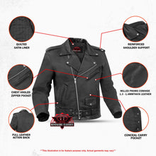 Load image into Gallery viewer, Dawn Rider Men's Premium Black Leather Motorcycle Jacket
