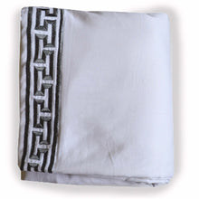 Load image into Gallery viewer, Greek Key Embroidered Duvet Cover in White Cotton Geometric Bedding Comforter Cover Wedding Anniversary Housewarming Gifts All Sizes