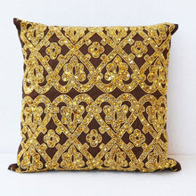 Load image into Gallery viewer, Gold Floral Lattice Pillow