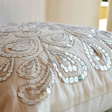 Load image into Gallery viewer, Ivory Sequin Throw Pillow Cover - Sparkly Cushion for Spring/Summer Gift