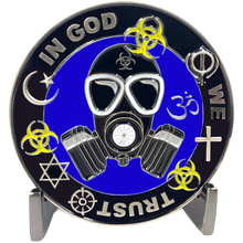 Load image into Gallery viewer, CL6-17 Statue of Liberty Thin Blue Line Police Task Force Biohazard Pandemic Challenge Coin
