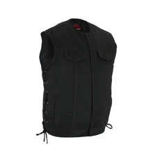 Load image into Gallery viewer, Men's Upgraded All-Black Denim Motorcycle Vest – Smart Access Pockets