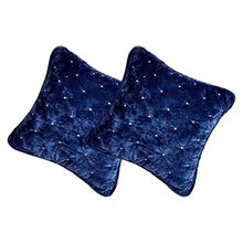 Load image into Gallery viewer, Tache Velvet Dreams Dark Blue Plush Diamond Tufted Cushion Covers / Euro Sham (JHW-853DB)