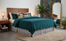 Load image into Gallery viewer, Tache Winter Moon Black Stripe Zebra Animal Print Gold Tailored Platform 14" Bed Skirt Dust Ruffle (BSK-4358L)