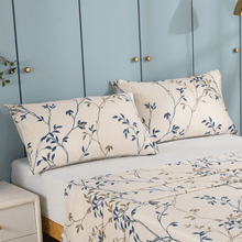 Load image into Gallery viewer, Tache Poplin Cotton Elegant Leaf Vine Cream Beige Fitted Sheet / Flat Sheet (JHW-842)