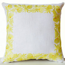 Load image into Gallery viewer, Decorative Throw Pillow Case in White Linen with Flower Embroidery - Cushion in Floral Detail - Anniversary Wedding Bridesmaid Gifts - 16x16