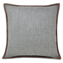 Load image into Gallery viewer, Chevron Wool Throw Pillow With Leather Trim