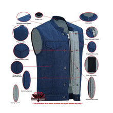 Load image into Gallery viewer, Men's Blue Rough Rub-Off Raw Finish Denim Vest