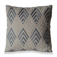 Load image into Gallery viewer, Hand Embroidered Gray Ivory Mountains Decorative Oatmeal Linen Pillow Cover