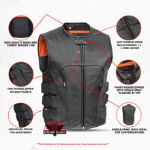 Load image into Gallery viewer, Men's Black Leather SWAT Style Motorcycle Vest