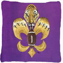 Load image into Gallery viewer, Tiger Football Fleur de lis Decorative   Canvas Fabric Pillow 8205