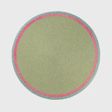 Load image into Gallery viewer, Bright stripe hand beaded placemat, seafoam with pink