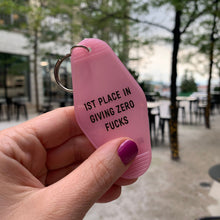 Load image into Gallery viewer, 1st Place in Giving Zero Fucks Keychain in Blush Pink