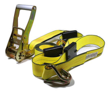 Load image into Gallery viewer, 2" x 11 Ft Over the Wheel 3-Point Auto Tie Down Strap w/ 3 Hooks &amp; 3 Sliding Cleats | R11AHWH