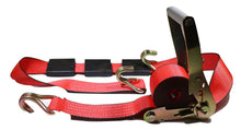Load image into Gallery viewer, 2" x 11 Ft 3-Point Ratchet Strap w/Wire Hooks For Auto Hauling | RED