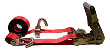 Load image into Gallery viewer, 2" x 11 Ft 3-Point Ratchet Wheel Strap w/ Swivel J Hooks &amp; Swivel J Idler Hook | RED