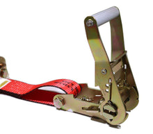 Load image into Gallery viewer, 2" x 11 Ft 3-Point Ratchet Wheel Strap w/ Swivel J Hooks &amp; Swivel J Idler Hook | RED