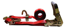 Load image into Gallery viewer, 2" x 11 Ft 3-Point Ratchet Wheel Strap w/ Swivel J Hooks &amp; Swivel J Idler Hook | RED