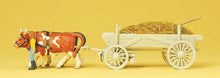 Load image into Gallery viewer, Preiser 30474 HO Scale Horse-Drawn Wagon -- Manure Wagon w/Driver, Load &amp; Ox