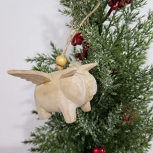 Load image into Gallery viewer, Wooden Flying Pig ornament