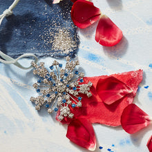 Load image into Gallery viewer, Sparkle snowflake ornament, sapphire