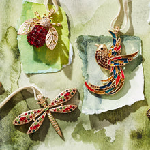 Load image into Gallery viewer, Sparkle bee hanging ornament, ruby