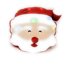 Load image into Gallery viewer, Tache Squishy Light Up Cute Christmas Cheery Santa Microbead LED Throw Pillow