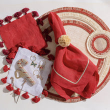 Load image into Gallery viewer, Ruffle edge straw coasters, red