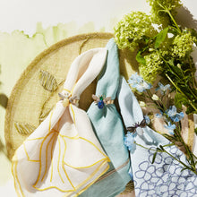 Load image into Gallery viewer, Etched wing bug skinny napkin rings, lemon jasper, set of four