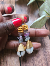 Load image into Gallery viewer, Fluorite Cowrie Shell Earrings