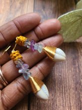 Load image into Gallery viewer, Fluorite Cowrie Shell Earrings