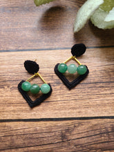 Load image into Gallery viewer, Gold and Black Aventurine Earrings
