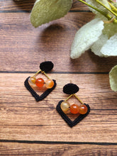 Load image into Gallery viewer, Gold and Black Carnelian Earrings