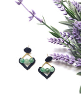 Load image into Gallery viewer, Gold and Black Aventurine Earrings