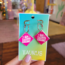 Load image into Gallery viewer, Pink Zodiac Engraved Earrings