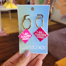Load image into Gallery viewer, Pink Zodiac Engraved Earrings