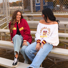 Load image into Gallery viewer, Arizona State ASU Satin Letterman Bomber Jacket