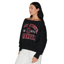 Load image into Gallery viewer, Ohio State OSU Buckeyes Black Off the Shoulder Sweatshirt