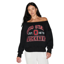 Load image into Gallery viewer, Ohio State OSU Buckeyes Black Off the Shoulder Sweatshirt