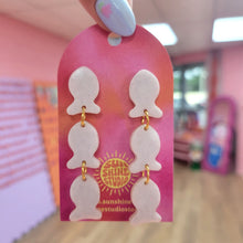 Load image into Gallery viewer, Parmesan Fish Cracker - Triple Dangle Earring