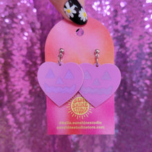 Load image into Gallery viewer, Lovely Jack-O-Lantern Heart Earrings