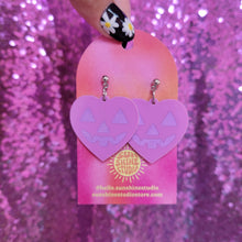 Load image into Gallery viewer, Lovely Jack-O-Lantern Heart Earrings